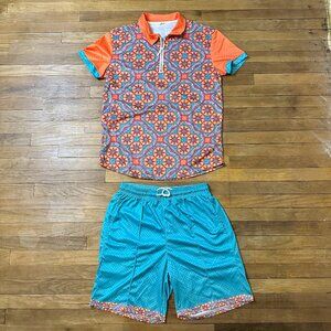 Duval Suit Set Size Medium Azure Polo Shirt And Shorts Co-Ord